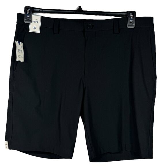 R.O.W.N. SZ 40 Mens Shorts Wicking Pockets Zip-Fly Stretch Easy Care Black New - Picture 1 of 8